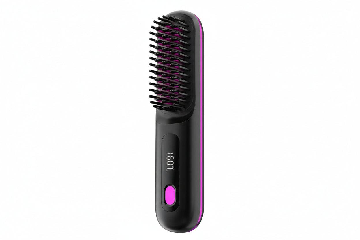 GlowTech mini cordles hair brush straightener™